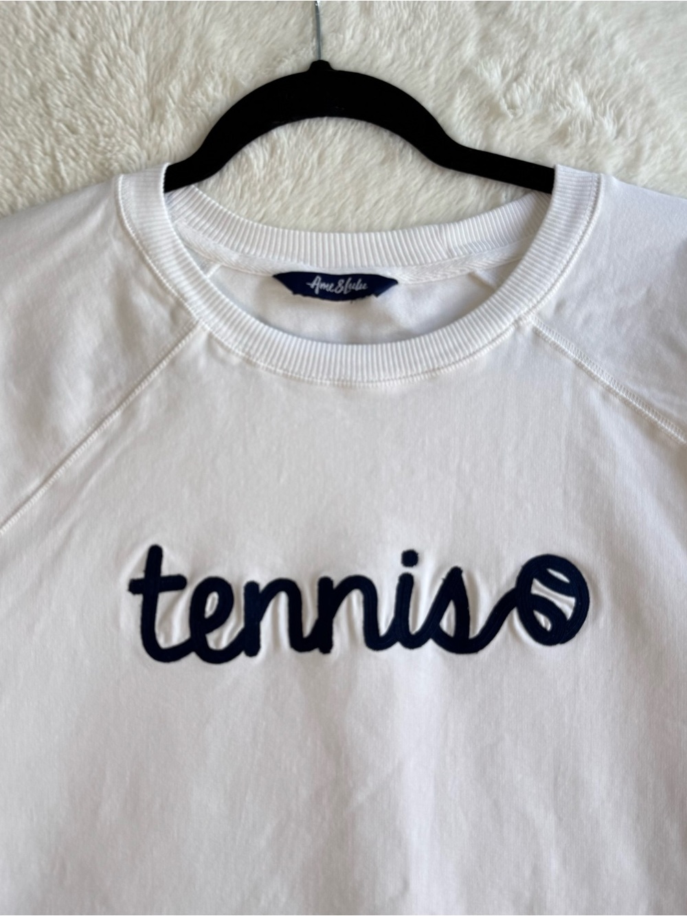 Ame & Lulu Tennis Sweatshirt Women's Large White Cotton Athleisure Preppy - Picture 2 of 9